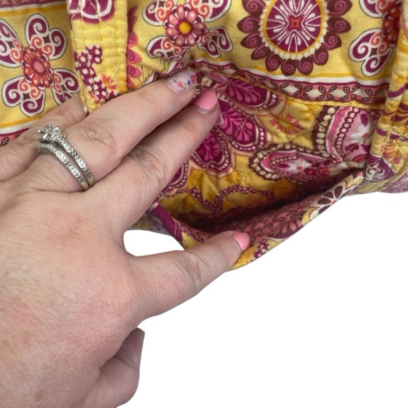 Vera Bradley Bali Gold Pink Libby Floral Small Tote Shoulder Bag Quilted Casual - Picture 3 of 8